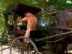 Lusty Nina Ferrari deep throats hard Amish cock