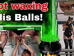 Hot Wax His Balls! Femdom 4k young girls CBT Ballbusting Whipping Bondage Female Domination Real Homemade