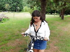 Busty Student ExpressiaGirl Fucks and Cums on a Bike in a carla mexican Park!