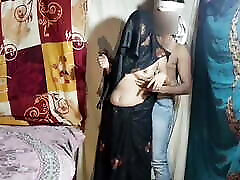Indian slug wifes black saree blouse petticoat and panty