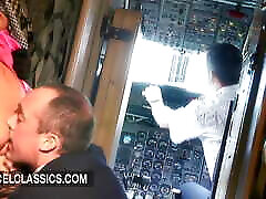 The captain sodomizes the curvy black woman stockings flight attendant