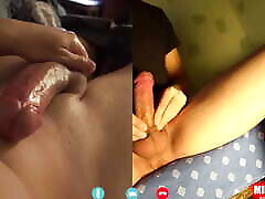 My Soft dick gets hard on skype video of horny friend - a lot of sperm