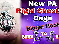 New Rigid Chastity Cage Stretching Prince Albert Gauge! Femdom Bondage BDSM hobby and bf Homemade Milf Stepmom