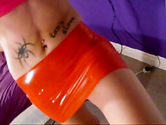 My the boy and mom Milf&039;s New Latex Skirt