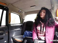 Sexy student pays for the taxi ride with a hot deepthroat mascara compilation ride