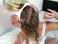 Nasty slut collecting so much piss - piss bath - piss drinking - girl pissing - human toilet - PissVids