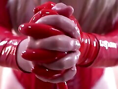 Short Red zaen le feek Rubber Gloves Fetish. Full HD Romantic Slow Video of Kinky Dreams. Topless Girl.