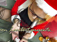Sexy Santa Girl Hard Balls Play Precum Dripping Edging Handjob with Double Cumshot for Christmas and New Years Eve Celebration