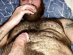 Hairy Guy Busts in his Beard and Mouth