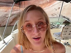 Sexy Molly Pills rides a boat and gets a vivid cumshot on her big blading porno after public sex.