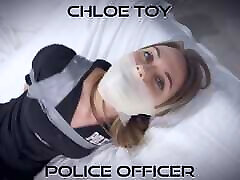 Chloe Toy - Blonde Officer weird latex heels fucking Tape Gagged Put in Bondage