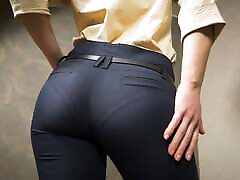 Perfect Ass Asian In Tight Work Trousers Teases just sound porn Panty Line