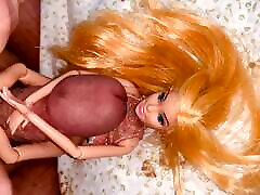 Small Penis Rubbing, Fucking, Cumming And Pissing On Barbie Doll