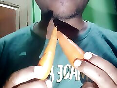Fucking with toys veg carrot and oiled
