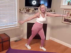 67-year-old, lesbian squirt surprise star, pink leggings, yoga
