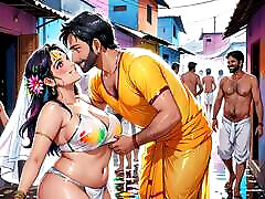 AI Generated Uncensored Anime Images Of bangladeshi studen and teacher Indin Women Playing Naughty Holi