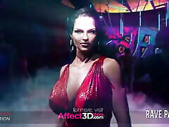 Big tits futa fucking a futanari in the disco in a 3d animation