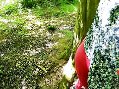 Smashing her tits red in the forest parking lot