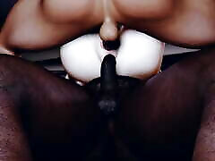 3D hot Asian milf cheating with two big cock