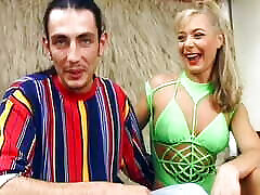 Hot German blonde in swimsuit crempied after pussy fuck action