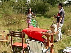 Cute mom zon hairy anal fucking a hard dick on a farm