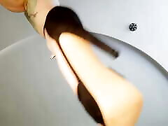From this angle my slave can see my legs and shoes. Shoe fetish, heel fetish. Lie on the floor and enjoy the view of my shoes