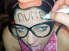 Submissive fucking hot moms worships cock in pig outfit
