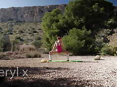 Outdoor Yoga in Pantyhose in the Forest