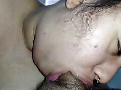 with his thirsty big mouth swallowing deep leaving his cock all smeared with a lot of spit