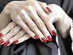JOI and dirty talk cheating Clip Red Fingernails Hand Fetish Silk Kimono