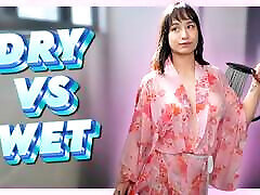 4K See Through Kimono Soaked. Dry vs Wet with Elixir Elf