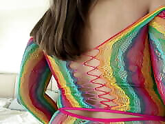 4K Pussy Flashing CLOSE UP in Neon Fishnets TRY ON HAUL with Erika Kay