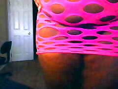 BBW Ebony Webcam Model Twerking in Pink Fishnets, Trina Foxx