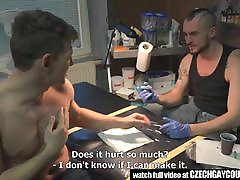 Wild doctor japones for money in a tattoo studio