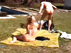 Girl like to suck flat room flash dick gets spanked outside.