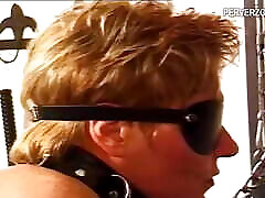 Blindfolded slut gets tied up and whipped