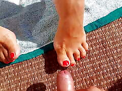 Amateur Blonde Mature Enjoys vanessa cages footjob Outdoor Games