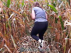 risky sex , chubby teen fucked in cornfield and got caught