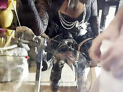 Severe CBT - Cock caning with thigh WOODEN SPON and riding CROP - sperm drinking