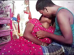 Indian village house wife kissing housband