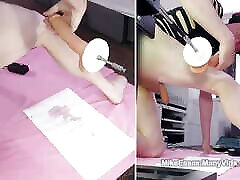 English DILF anal dildo fucking on the fucking machine