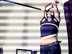 Real bondage act with a guy thonging this bitch tight