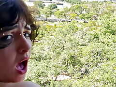 Hot wank in heel Fucking on a Window at the 6th