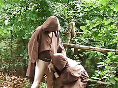 Horny she fucks small dick fanatic sucks this while tied up in the woods