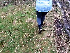 Naked in woods - tit whipping