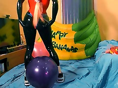 लेटेक्स kigurumi stockings big butt गुब्बारे popping