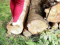 Breasts and vagina used on the wood pile