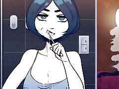 Quick Blowjob While Brushing Her Teeth - Time Stopped - Uncensored