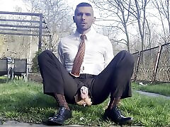 Kinky gentleman slave spread legs and plays with his ass in a car in public Kinky gentleman slave spread legs and plays with his ass in a car in public