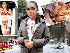 German Scout - Curvy Latina Teen with Glasses Esperanza Del Horno Pick up for Casting Fuck